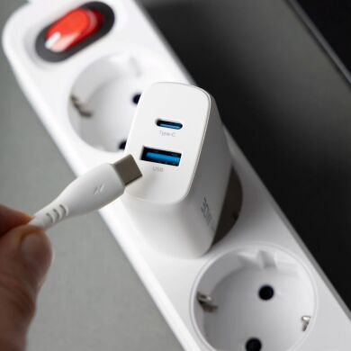 Мережевий зарядний пристрій Proove Silicone Power 2 30W (Type-C + USB) - White