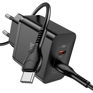 Сетевое зарядное устройство Hoco N35 Streamer PD45W (2C) + кабель Type-C to Type-C - Black
