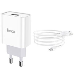 Сетевое зарядное устройство Hoco C81A Asombroso (2.1А) + кабель Type-C - White