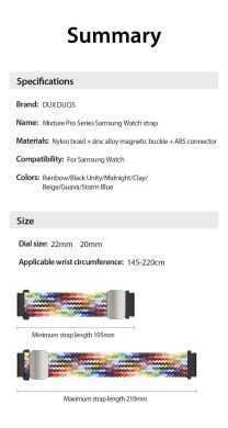 Ремінець DUX DUCIS Mixture Pro Series для годинників з шириною кріплення 22мм - Rainbow