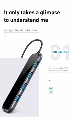 BASEUS Multifunction HUB Type-C to USB - Dark Grey
