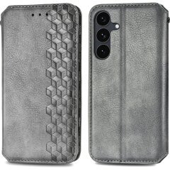 Чохол Deexe Rhombus Wallet для Samsung Galaxy S26 FE - Grey