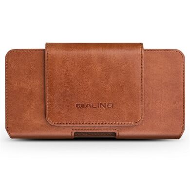 Кожаный чехол QIALINO Leather Case для смартфонов диагональю до 6.9 дюймов - Brown