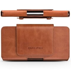 Кожаный чехол QIALINO Leather Case для смартфонов диагональю до 6.9 дюймов - Brown