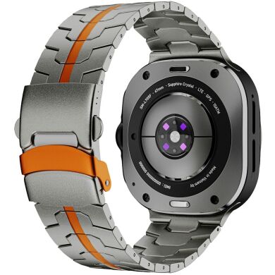 Ремешок Deexe Metal Strap для Samsung Galaxy Watch 8 (40/44mm) - Titanium / Orange