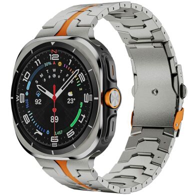 Ремешок Deexe Metal Strap для Samsung Galaxy Watch 8 (40/44mm) - Titanium / Orange