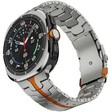 Ремешок Deexe Metal Strap для Samsung Galaxy Watch 8 (40/44mm) - Titanium / Orange
