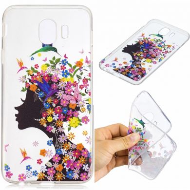Силиконовый (TPU) чехол Deexe Pretty Glossy для Samsung Galaxy J4 2018 (J400) - Girl Pattern