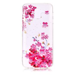 Силиконовый (TPU) чехол Deexe Pretty Glossy для Samsung Galaxy J6 2018 (J600) - Pink Flower