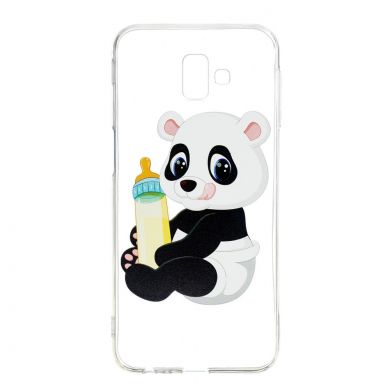 Силиконовый (TPU) чехол Deexe Pretty Glossy для Samsung Galaxy J6+ (J610) - Panda Holding a Bottle
