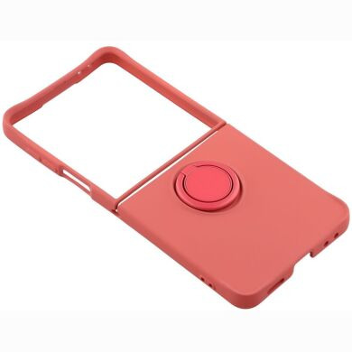 Силиконовый (TPU) чехол с кольцом Deexe Color Shell (FF) для Samsung Galaxy Flip 8 - Red