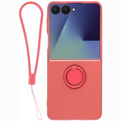 Силиконовый (TPU) чехол с кольцом Deexe Color Shell (FF) для Samsung Galaxy Flip 8 - Red