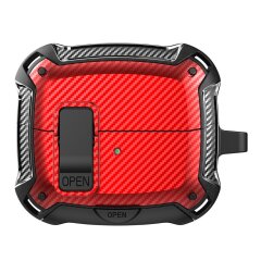 Защитный чехол Deexe Carbon Shield для Samsung Galaxy Buds 3 / Buds 3 Pro - Black / Red