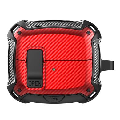 Защитный чехол Deexe Carbon Shield для Samsung Galaxy Buds 3 / Buds 3 Pro - Black / Red