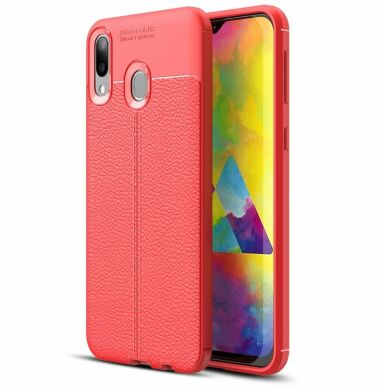 Защитный чехол Deexe Leather Cover для Samsung Galaxy M20 - Red