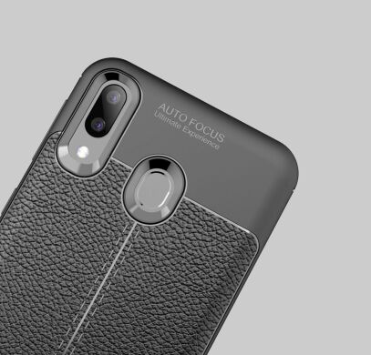 Защитный чехол Deexe Leather Cover для Samsung Galaxy M20 - Black