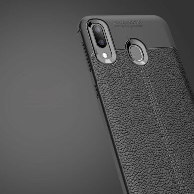 Защитный чехол Deexe Leather Cover для Samsung Galaxy M20 - Black