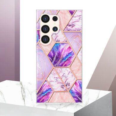 Защитный чехол Deexe Marble Pattern для Samsung Galaxy S24 Ultra - Light Purple