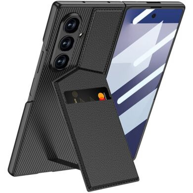 Защитный чехол GKK Wallet Kickstand для Samsung Galaxy Fold 7 - Carbon Fiber