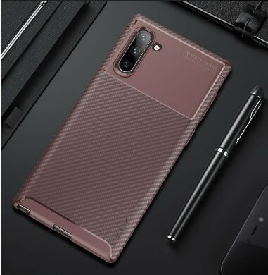 Захисний чохол IPAKY Carbon Fiber для Samsung Galaxy Note 10 (N970) - Brown