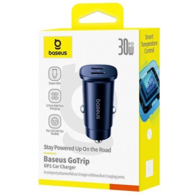 Автомобильное зарядное устройство Baseus GoTrip DP1 (2Type-C) 30W (C00072300123-01) - Black