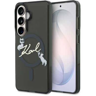 Захисний чохол Karl Lagerfeld IML Choupettes Karl Script Logo MagSafe для Samsung Galaxy S26 (KLHMS26S5HKSCAK) - Black