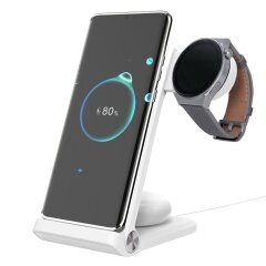 Беспроводное зарядное устройство NILLKIN PowerTrio 3 in 1 Wireless Charger с адаптером для Samsung Galaxy Watch 3 / 4 / 4 Classic / 5 / 5 Pro / 6 / 6 Classic / Active / Active 2 - White