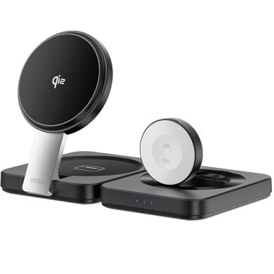 Беспроводное зарядное устройство WIWU Wi-W028 QI2 3 in 1 (15W) - Black