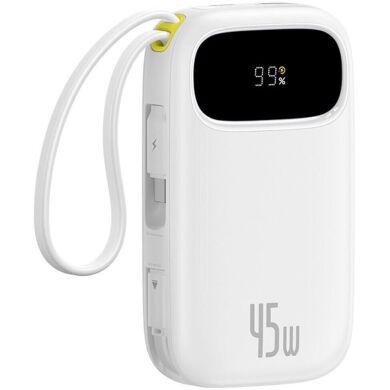 Зовнішній акумулятор Baseus QPow 3 45W (10000mAh) + кабель Type-C + Lightning (E0028C01) - White