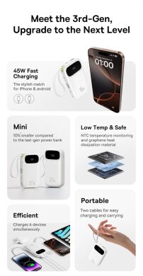 Зовнішній акумулятор Baseus QPow 3 45W (10000mAh) + кабель Type-C + Lightning (E0028C01) - White