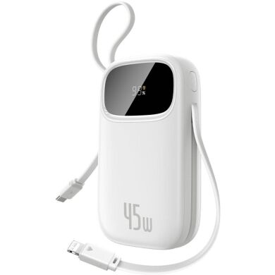 Зовнішній акумулятор Baseus QPow 3 45W (10000mAh) + кабель Type-C + Lightning (E0028C01) - White