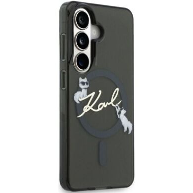 Захисний чохол Karl Lagerfeld IML Choupettes Karl Script Logo MagSafe для Samsung Galaxy S26 (KLHMS26S5HKSCAK) - Black