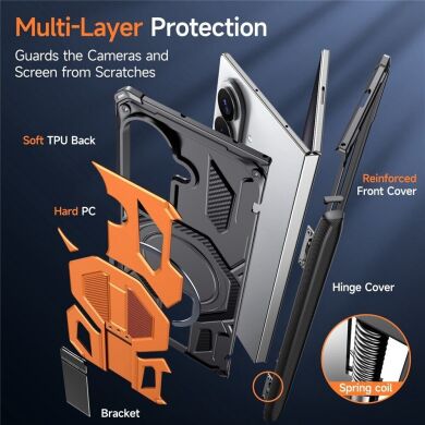Защитный чехол Deexe Tank Stand для Samsung Galaxy Fold 8 Ultra / Fold 7 - Orange