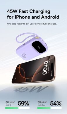 Зовнішній акумулятор Baseus QPow 3 45W (10000mAh) + кабель Type-C + Lightning (E0028C01) - White