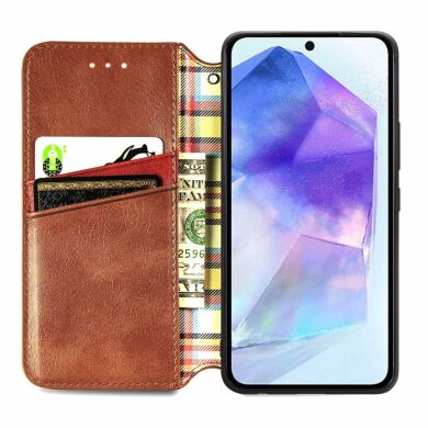 Чохол Deexe Rhombus Wallet для Samsung Galaxy A55 (A556) - Brown