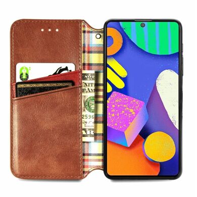 Чехол Deexe Rhombus Wallet для Samsung Galaxy M62 - Brown