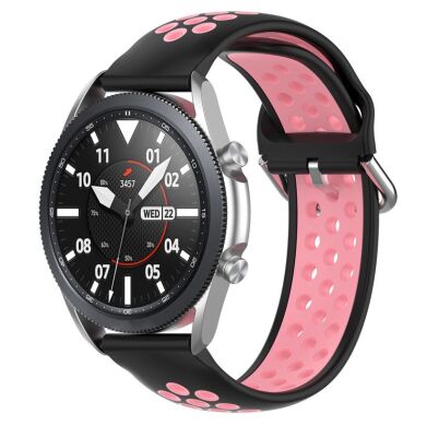 Ремешок Deexe Dual Color для Samsung Galaxy Watch 3 (45mm) - Black / Pink
