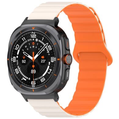 Ремешок Deexe Magnetic Band для Samsung Galaxy Watch Ultra (47mm) - Starlight / Orange