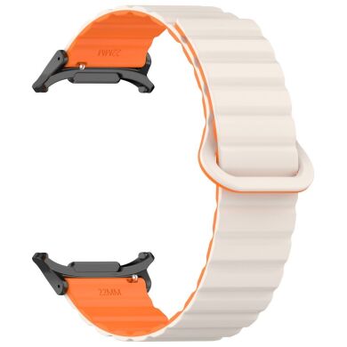 Ремінець Deexe Magnetic Band для Samsung Galaxy Watch Ultra (47mm) - Starlight / Orange