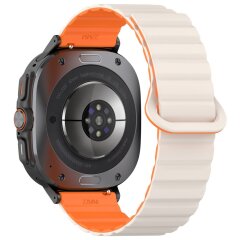 Ремешок Deexe Magnetic Band для Samsung Galaxy Watch Ultra (47mm) - Starlight / Orange