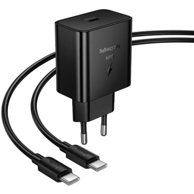 Сетевое зарядное устройство Hoco N77 PD45W (Type-C) + кабель Type-C to Type-C - Black