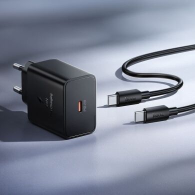 Сетевое зарядное устройство Hoco N77 PD45W (Type-C) + кабель Type-C to Type-C - Black