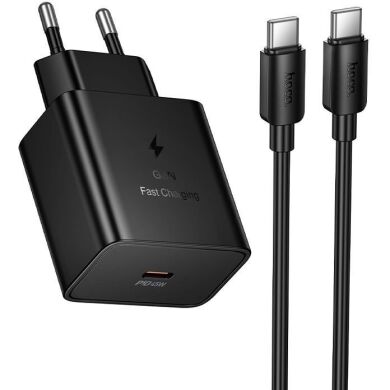 Сетевое зарядное устройство Hoco N77 PD45W (Type-C) + кабель Type-C to Type-C - Black