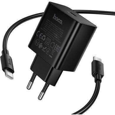 Сетевое зарядное устройство Hoco N77 PD45W (Type-C) + кабель Type-C to Type-C - Black