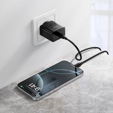 Сетевое зарядное устройство Hoco N77 PD45W (Type-C) + кабель Type-C to Type-C - Black