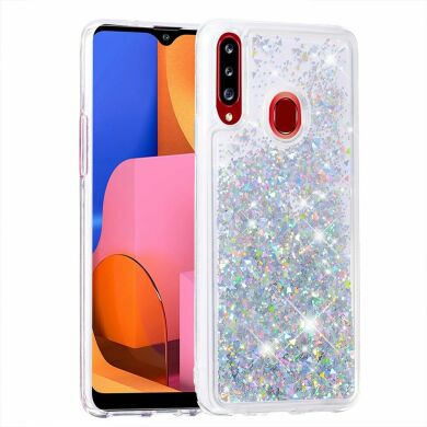 Силіконовий (TPU) чохол Deexe Liquid Glitter для Samsung Galaxy A20s (A207) - Silver