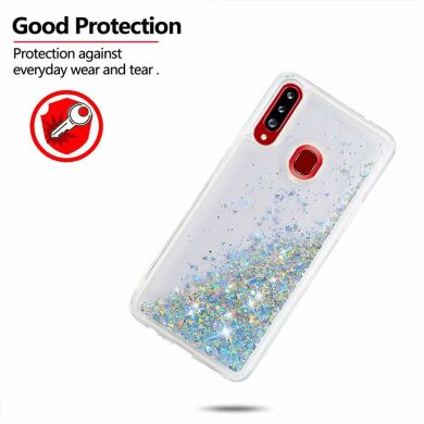 Силіконовий (TPU) чохол Deexe Liquid Glitter для Samsung Galaxy A20s (A207) - Silver