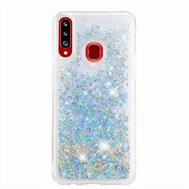 Силіконовий (TPU) чохол Deexe Liquid Glitter для Samsung Galaxy A20s (A207) - Silver
