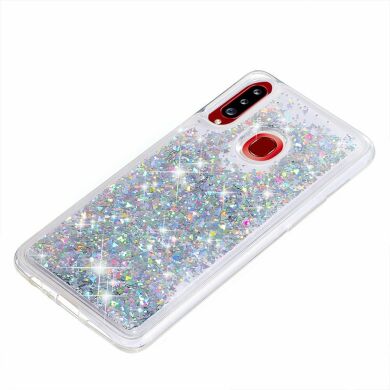 Силіконовий (TPU) чохол Deexe Liquid Glitter для Samsung Galaxy A20s (A207) - Silver
