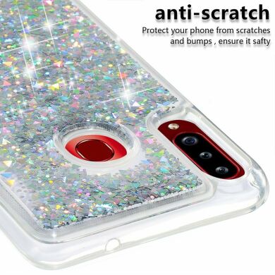 Силіконовий (TPU) чохол Deexe Liquid Glitter для Samsung Galaxy A20s (A207) - Silver